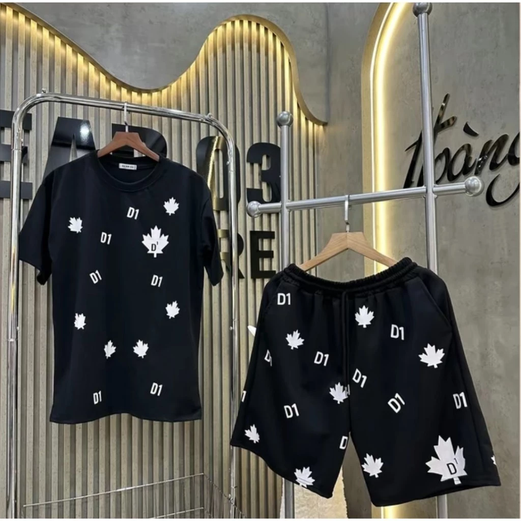 🔥Hot 2025🔥Bộ Thun DSQ D1 003 Mới Nam Nữ  Vải Conton Cao Cấp, Áo Phông DSQ ICON Boy Phố Hai màu Đen Trắng Thoáng Mát 2025