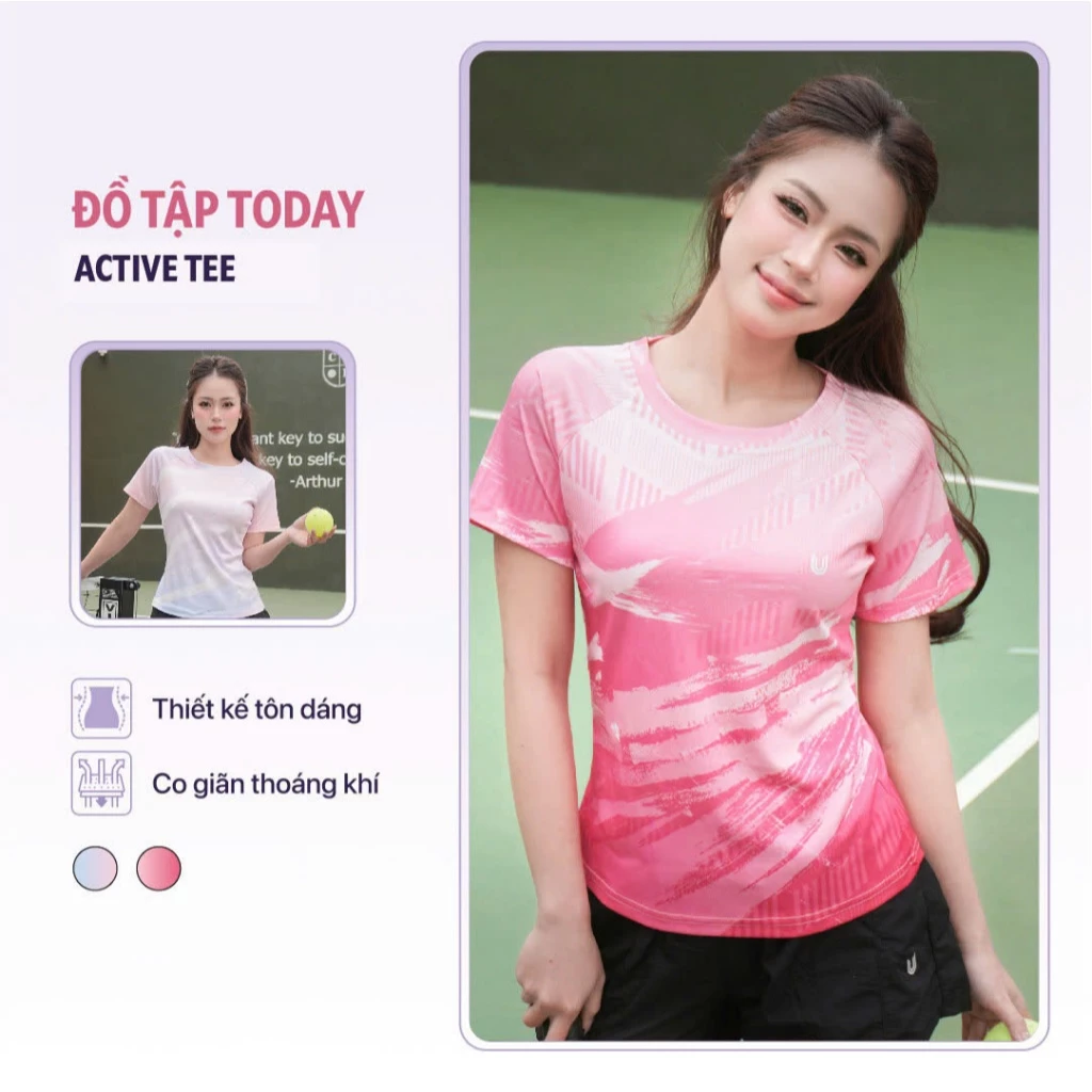 Áo thể thao chạy bộ nữ Active Tee Today U Wear chơi cầu lông tập pickleball thấm hút mồ hôi thoáng mát