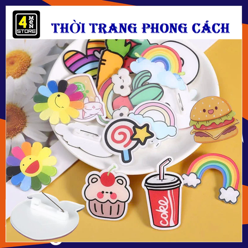 10 Ghim Cài Quần Áo , Balo Hoạt Hình Dễ Thương - Huy Hiệu Cài Balo, Phụ Kiện Cài Túi Ví Nhựa Acrylic