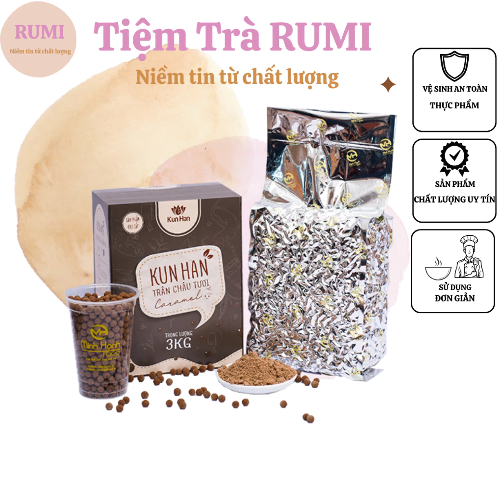 trân châu tươi Caramel KUNHAN,trân châu nấu