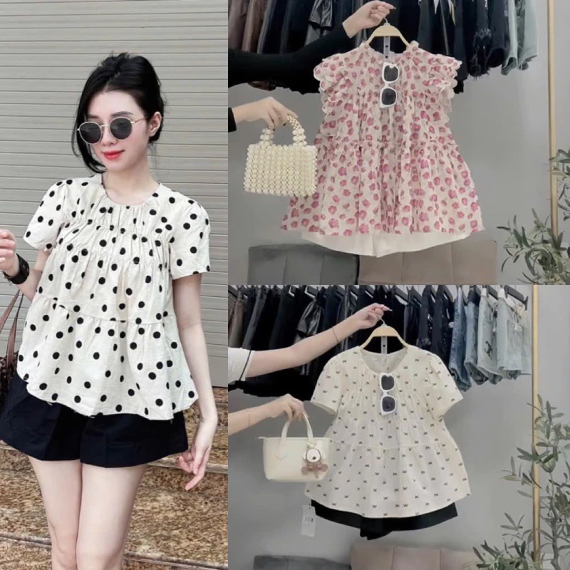 Sét Bộ Áo +Quần Bầu Babydoll (40-->80kg) Quần Chun chỉnh to nhỏ cho mẹ bầu