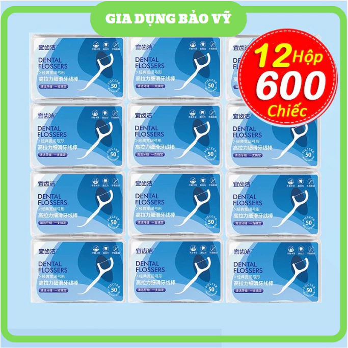 [Hộp 50pcs]Combo 12 Hộp Tăm Chỉ Nha Khoa vệ sinh chăm sóc răng miệng