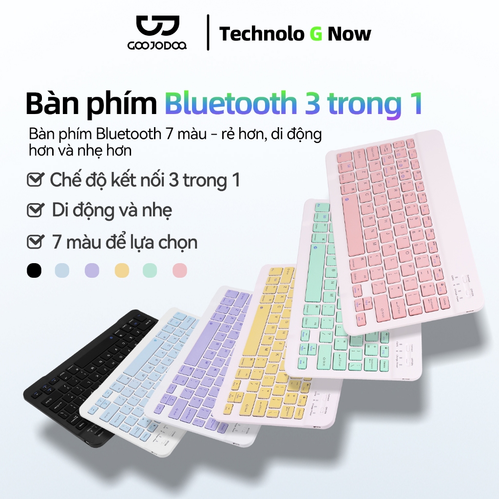 Bàn Phím Bluetooth Goojodoq Gen 2 10 Inch 3 Trong 1 Bộ Không Dây Chuột Nhẹ Di…