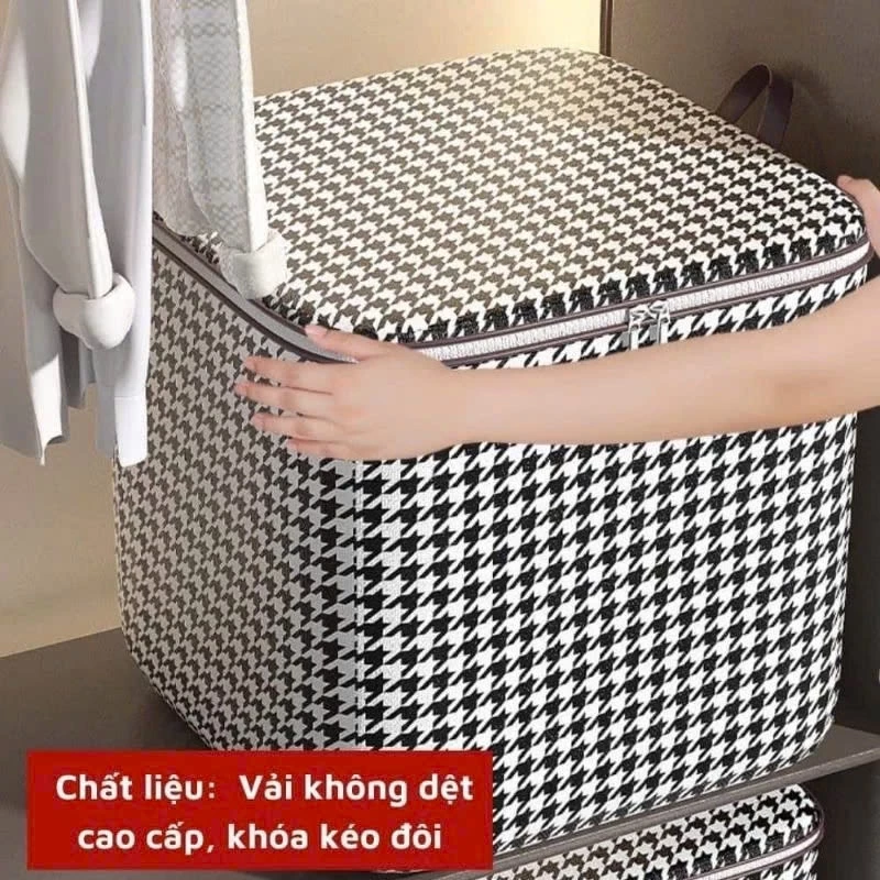 [GIÁ SỈ] Túi Đựng Chăn Màn, Quần Áo Trái Mùa, Giúp Tiết Kiệm Không Gian Chứa Đồ Dung Tích 100L Màu Đen Trắng Sang Trọng