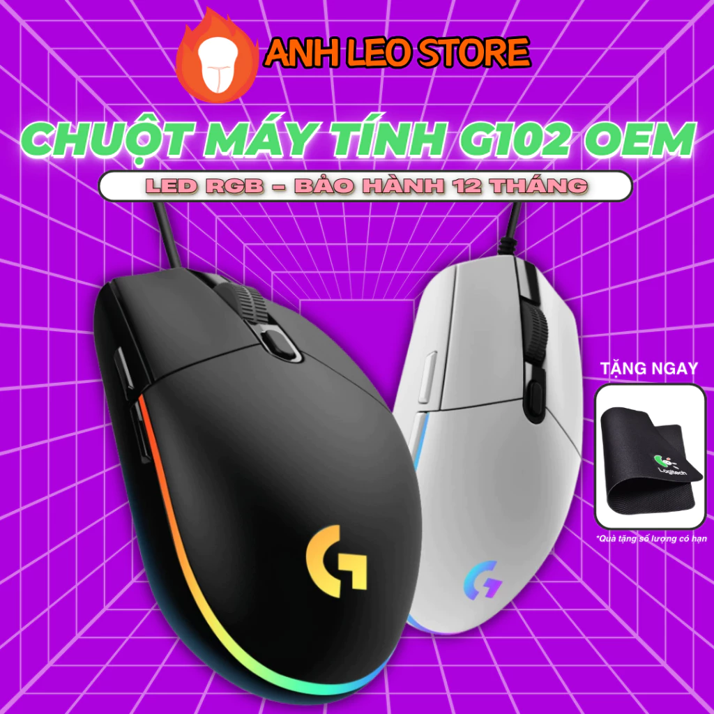 Chuột máy tính có dây 𝑮-𝑺𝒆𝒓𝒊𝒆𝒔 G102 Prodigy độ chính xác cao 8000 DPI Led RGB 16,8tr màu BH 12T