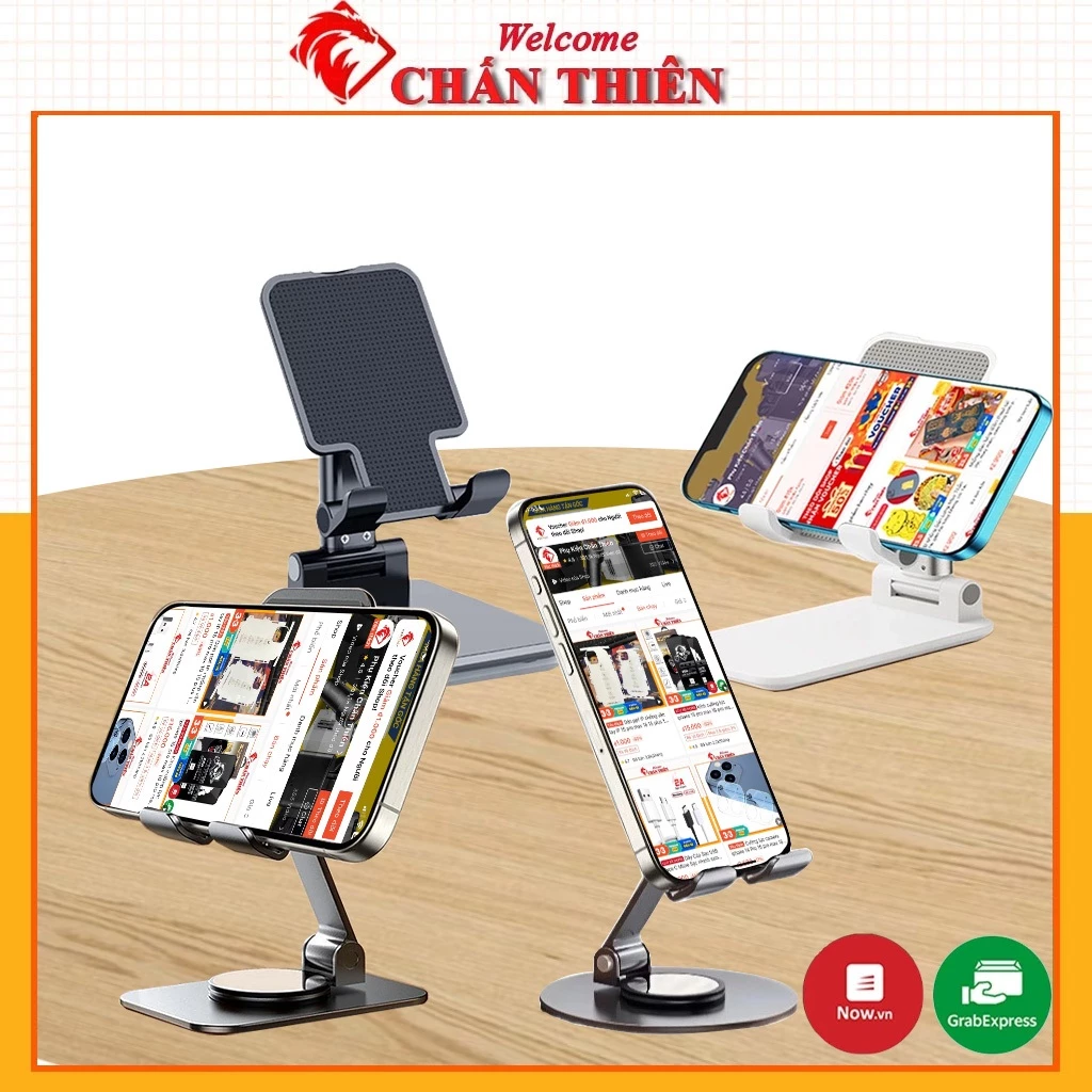 Giá đỡ điện thoại gấp gọn đen trắng, livestream, học online, để bàn quay phim ghi hình đa năng