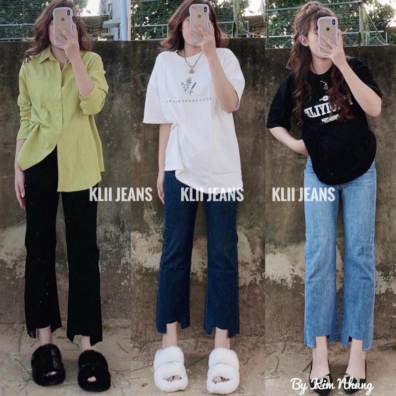 [ HÌNH THẬT] Quần jeans Ống Đứng cắt lai vuông dài 89-92-95cm(m45-m65)🌷 Shop KLii jeans