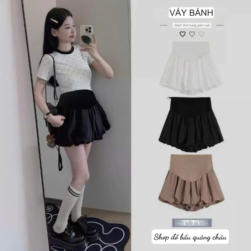 Quần bầu, quần short bầu bánh bèo zả váy cực xinh cho mùa hè