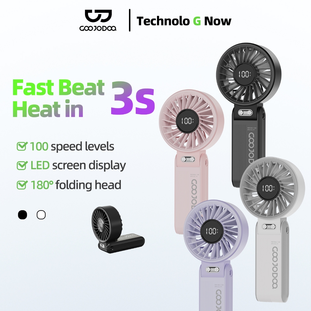 Quạt gấp 180° im lặng GOOJODOQ siêu gió điều chỉnh 100 cấp độ, mini quạt di…
