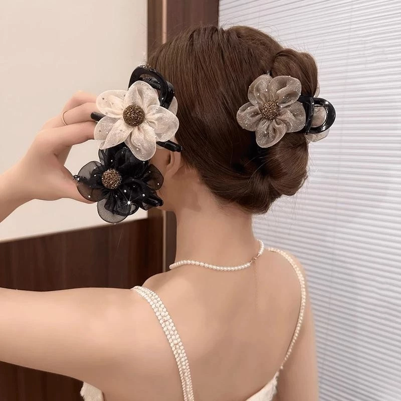 Kẹp Tóc hoa trà Thời Trang Đuôi Ngựa Vuốt Tóc Cho Nữ Cô Gái Ngọt Ngào Thời Trang Phụ Kiện