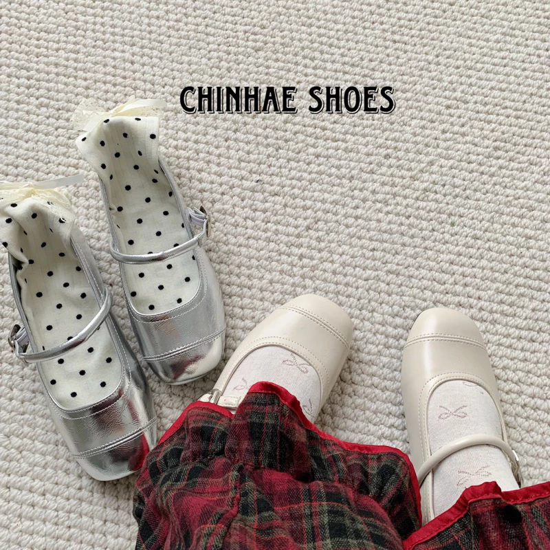 Giày búp bê quai ngang mary jane có khuy basic trơn mũi vuông dễ phối đồ phong cách tiểu thư sang chảnh đế dẻo mềm G074