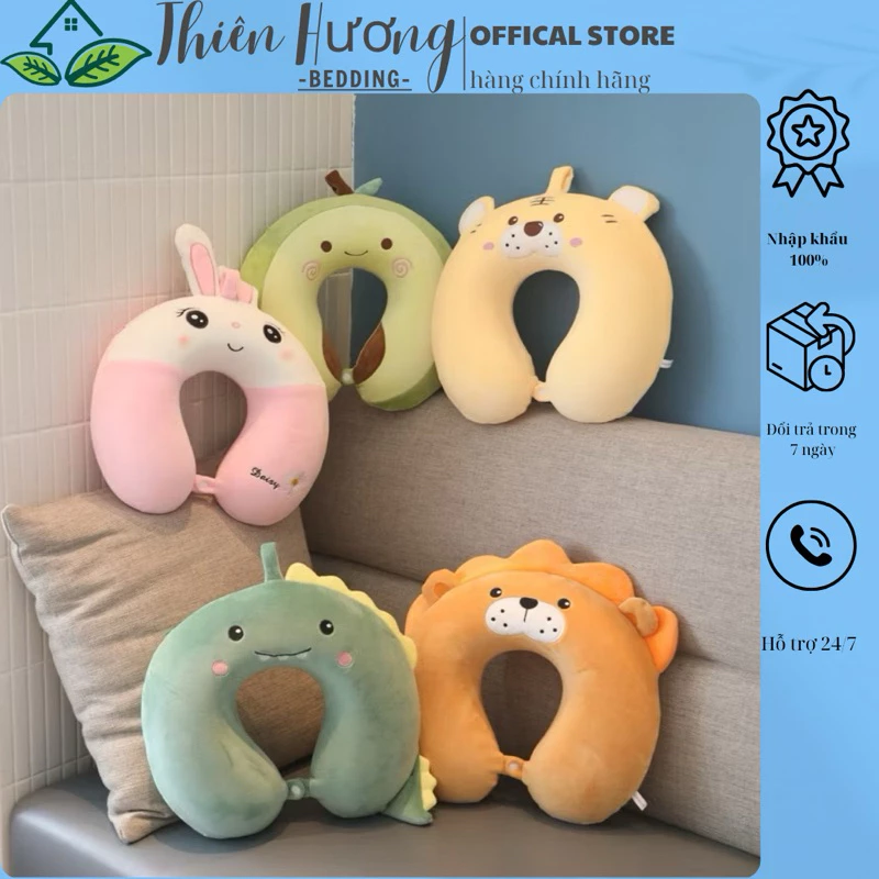 Gối chữ U cao su non Gối tựa cổ chống mỏi cổ đi du lịch làm văn phòng - Thiên Hương bedding