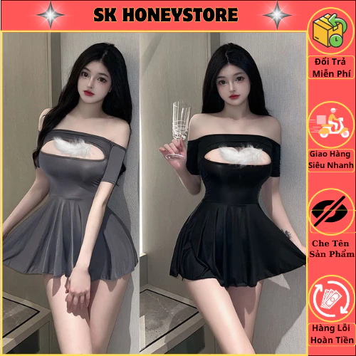 Váy ngủ khoét ngực quyến rũ sexy MS0484 🎀🎀🎀 Đầm ngủ nữ
