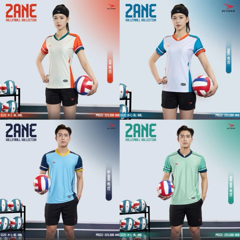 Bộ Quần Áo Bóng Chuyền Nam Nữ, Chất Liệu Thun Mềm Co Giãn, Họa Tiết Nổi Bật - BEYONO Zane