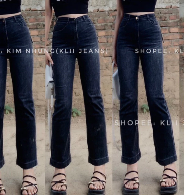 Quần jeans ống đứng xám đậm lai gấp 3p 95cm🌷KLii jeans[m50-m65]