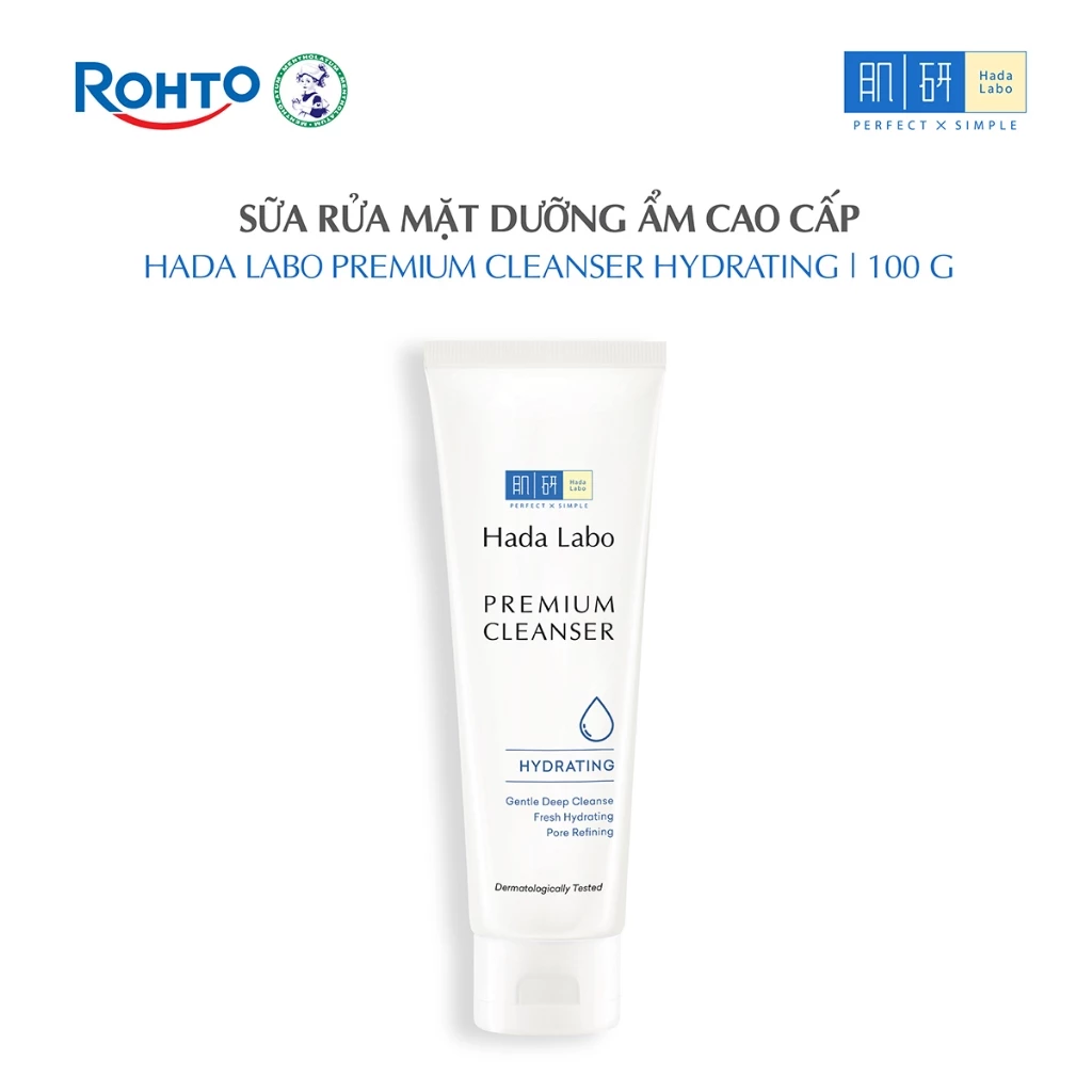 Sữa rửa mặt dưỡng ẩm cao cấp Hada Labo Premium Cleanser Hydrating 100g