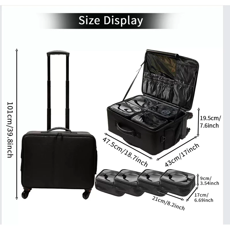 Cốp vải kéo đựng đồ trang điểm chuyên nghiệp sz 48cm