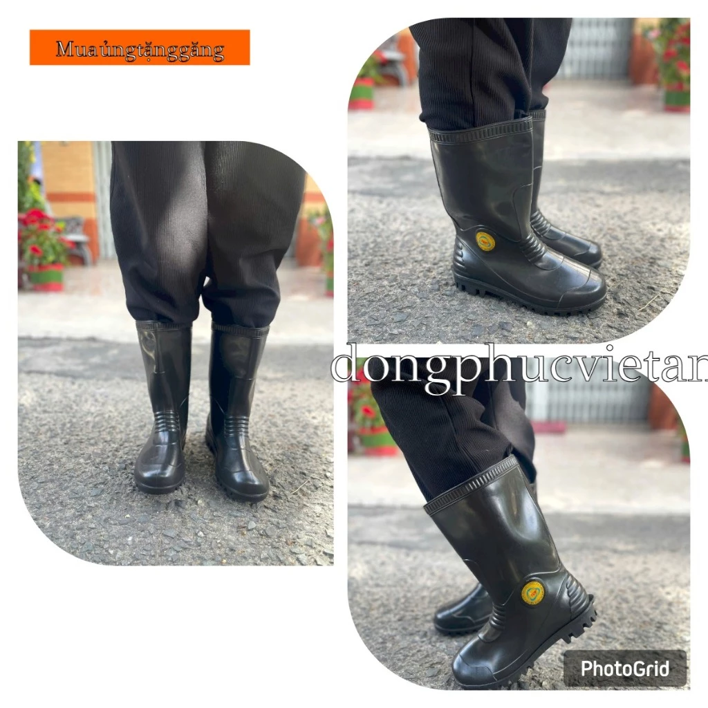 Ủng cao su đen TQP Ủng lội nước, Ủng đi mưa, Ủng bảo hộ lao động, Ủng nhựa đi cấy, Ủng làm vườn màu đen