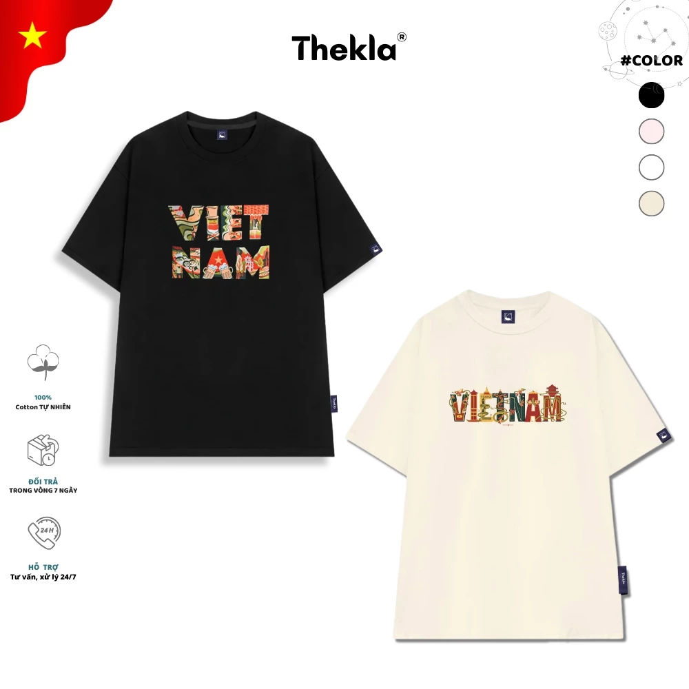 Áo Thun, Áo Phông Unisex By Thekla BST43 In Việt Nam Chất Cotton Co Giãn Thoáng Mát Form Rộng Cho Nam Nữ