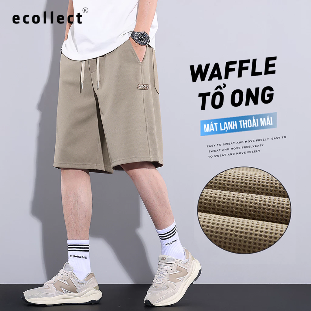 Quần Short Nam Ecollect QS24 – Vải Waffle Cotton 300G Mát Mẻ, Thoải Mái, Phong Cách Thể Thao Mùa Hè