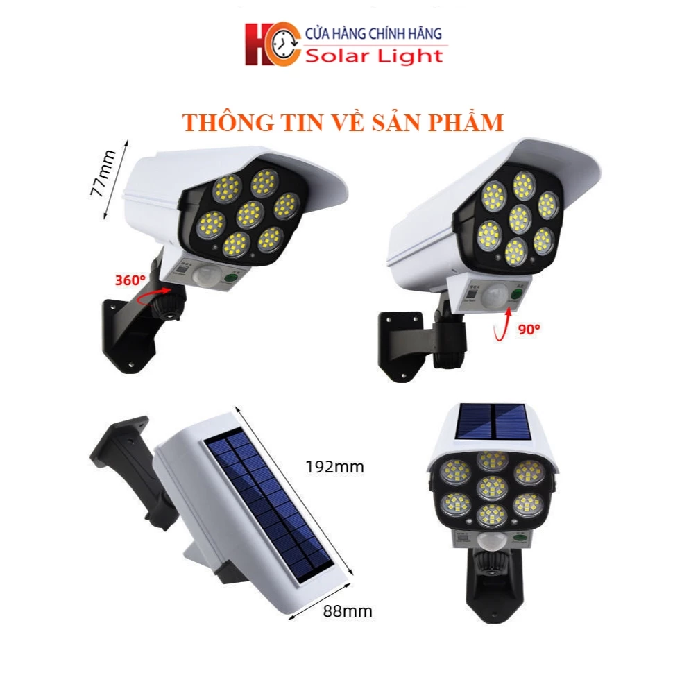 Đèn năng lượng mặt trời giả camera, chống trộm, chống nước IP68