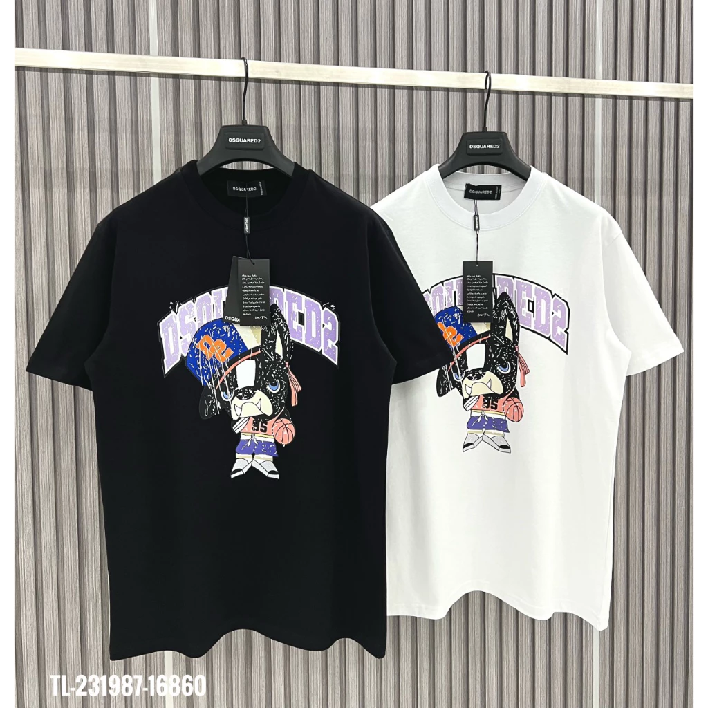 🔥Hot🔥 Áo Thun  DSQ Chú Cún HIP HÓP 009  Áo Hè DSQ Nam Nữ  Thoáng Mát Cotton Thiết Kế Thoáng Mát