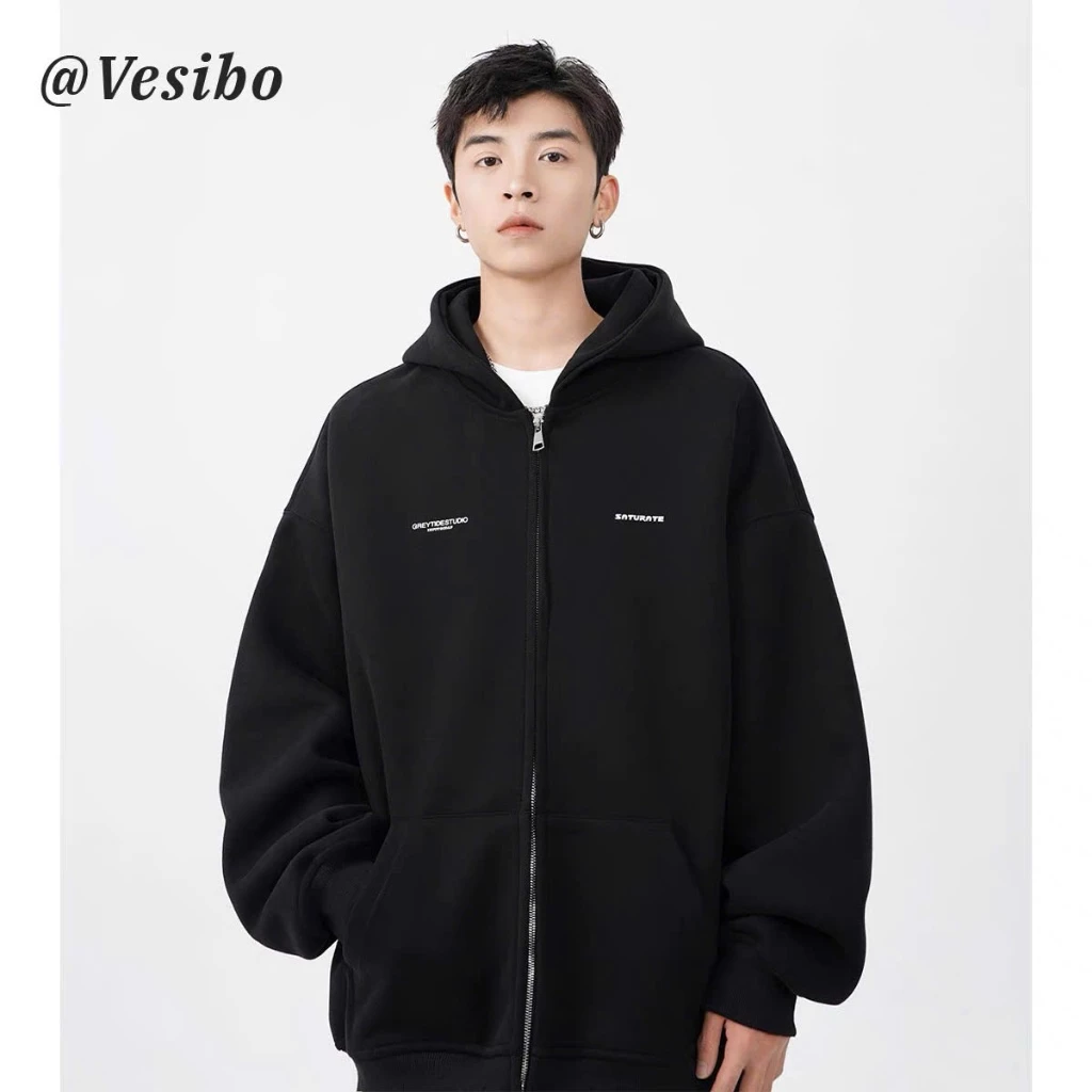 Áo Khoác Nỉ Hoodie Zip Nam Nữ Form Rộng Boxy Dày Dặn 2 Lớp, Áo Nỉ Dài Tay_AZON