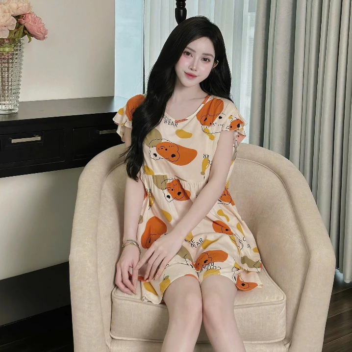 Có size đến 100kg-Bộ đồ bầu và sau sinh lanh lụa dáng đùi