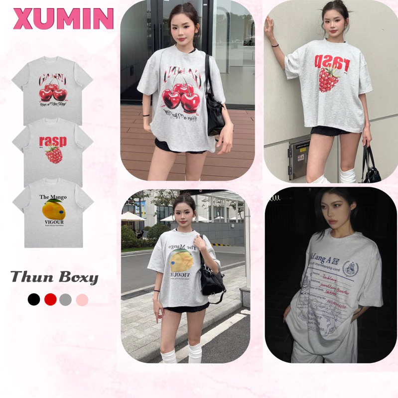 Áo Thun Chất Cotton Co Giãn 2 Chiều Dáng Boxy In Hình Nhiều Phân Loại ( Thun Cotton Boxy)