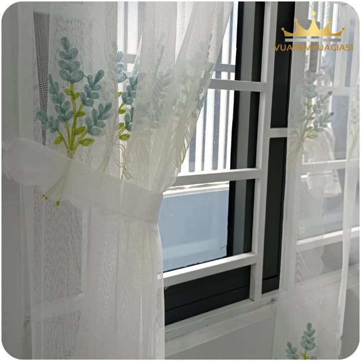 Rèm cửa voan ORE họa tiết trang trí phòng khách, cửa sổ decor cửa chính Vuaremgiasi