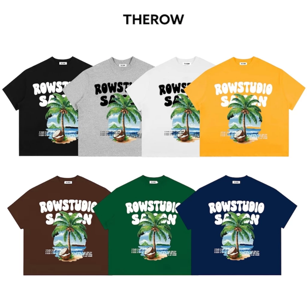Áo Thun Big Boxy Local Brand THEROW Tay Ngắn Cotton " CÂY DỪA COCONUT " Menswear Unisex Nam Nữ Cổ Tròn Hot Trend 2025