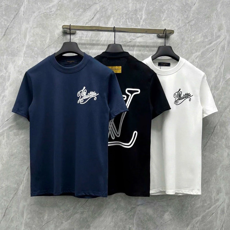Áo phông nam nữ Premium Cotton PB in chữ kí logo nổi hai mặt phối thêu mác sau lưng basic boy phố AP598P Hàng QC Duy Bi
