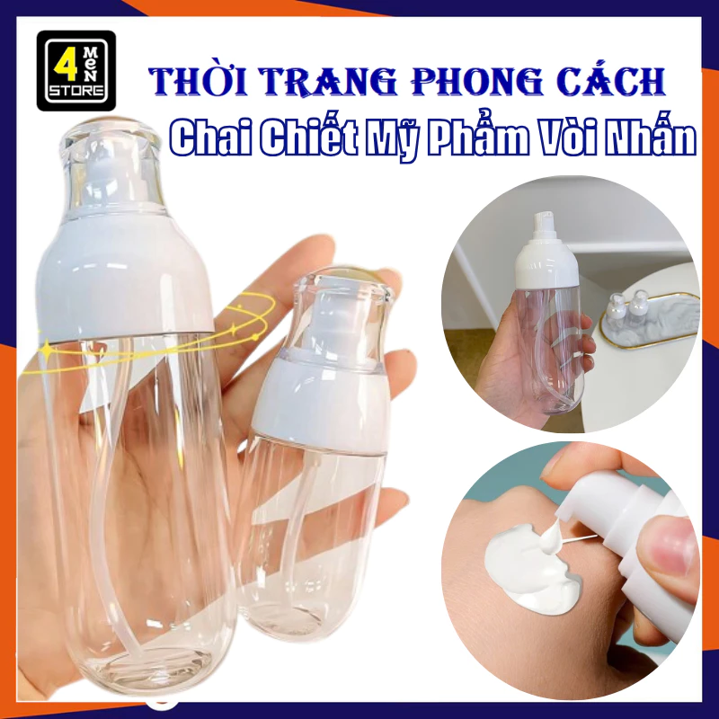 Chai Chiết Mỹ Phẩm Vòi Nhấn Tiện Lợi - Lọ Chiết Dầu Gội, Sữa Tắm, Nước Rửa Tay Trong Suốt 50ML/150ML