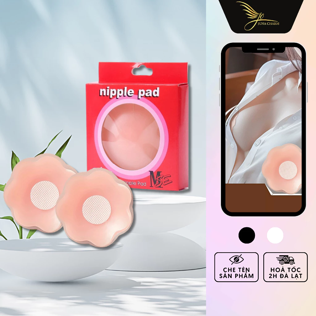 Miếng Dán Ngực, Dán Ti Nhũ Hoa 1 Cặp NIPPLE PAD JUNA Chất Liệu Silicon Chống Nước, Tái Sử Dụng, Kích Cỡ 6.5cm/SP4141
