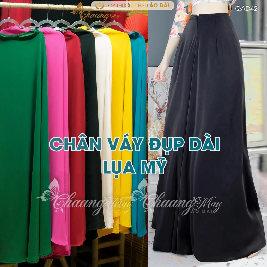 Chân váy đầm đụp mặc áo dài cách tân nữ truyền thống may sẵn vải Lụa Mỹ thay quần xòe rộng dự tiệc lế tết đẹp QAD42