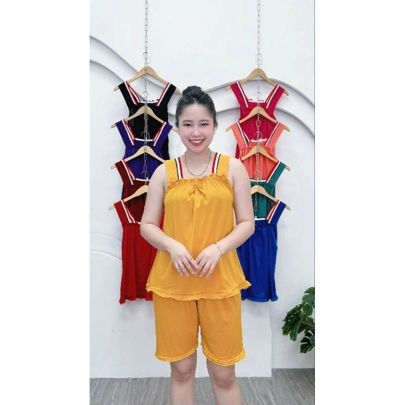 [Có size 40-100kg] đồ bộ nữ, bộ thun lạnh đùi phối vai viền