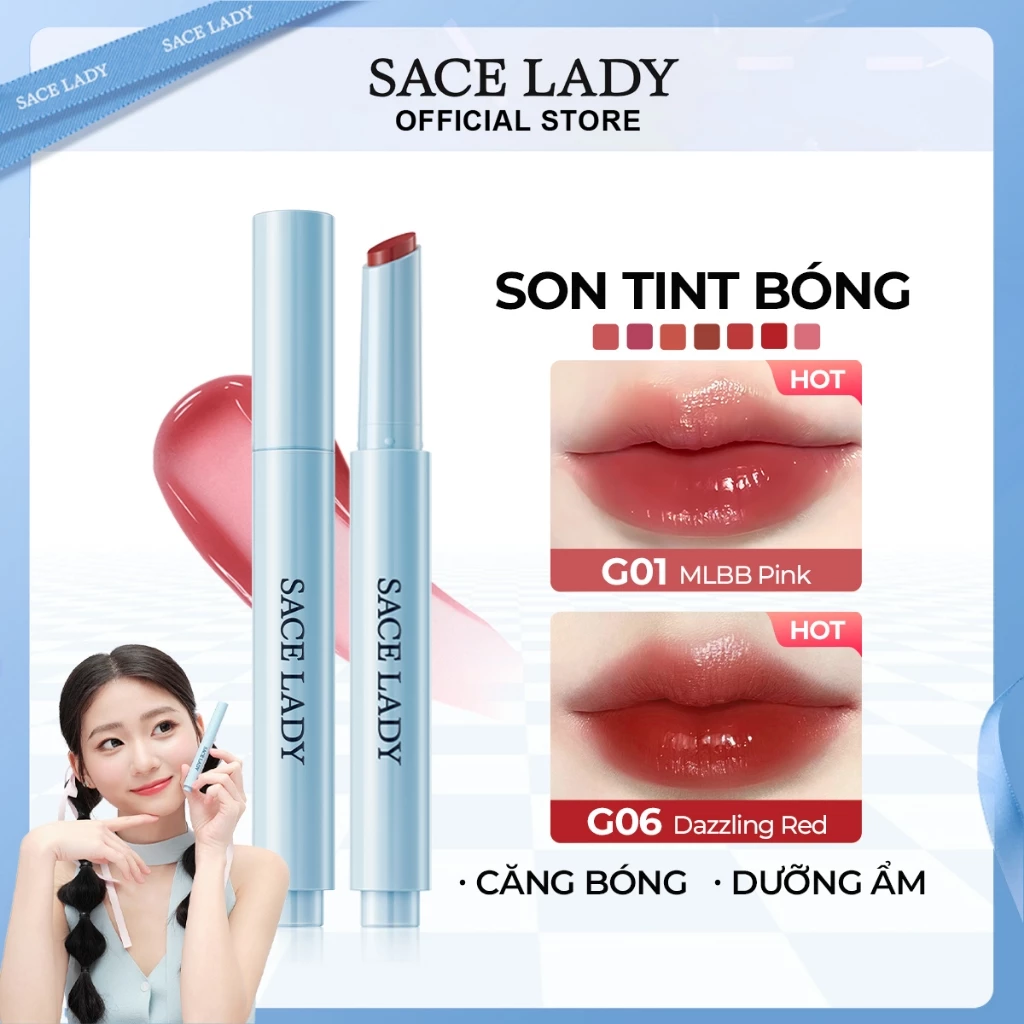 Son Tint Bóng SACE LADY Dưỡng Âm Sáng Bóng Lấp Lánh Một Cú Nhấp Chuột Bóng Sáng Bóng Trang Diểm Môi