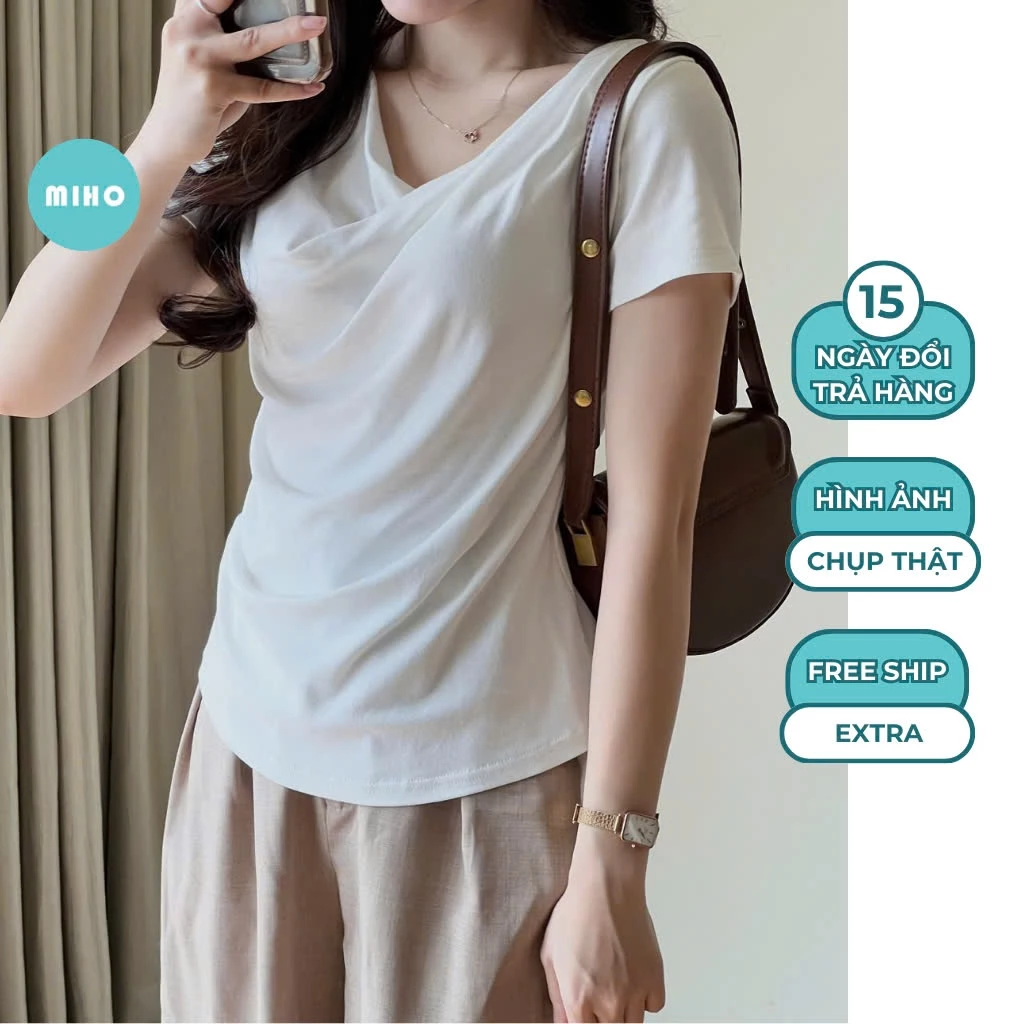 XẢ HÀNG GIÁ GỐC Áo Thun Cổ Thuyền Đổ, Áo Thun Zip Chất Vải Co Dãn Thoáng Mát, Áo Phông Kiểu Dáng Vừa Miho House