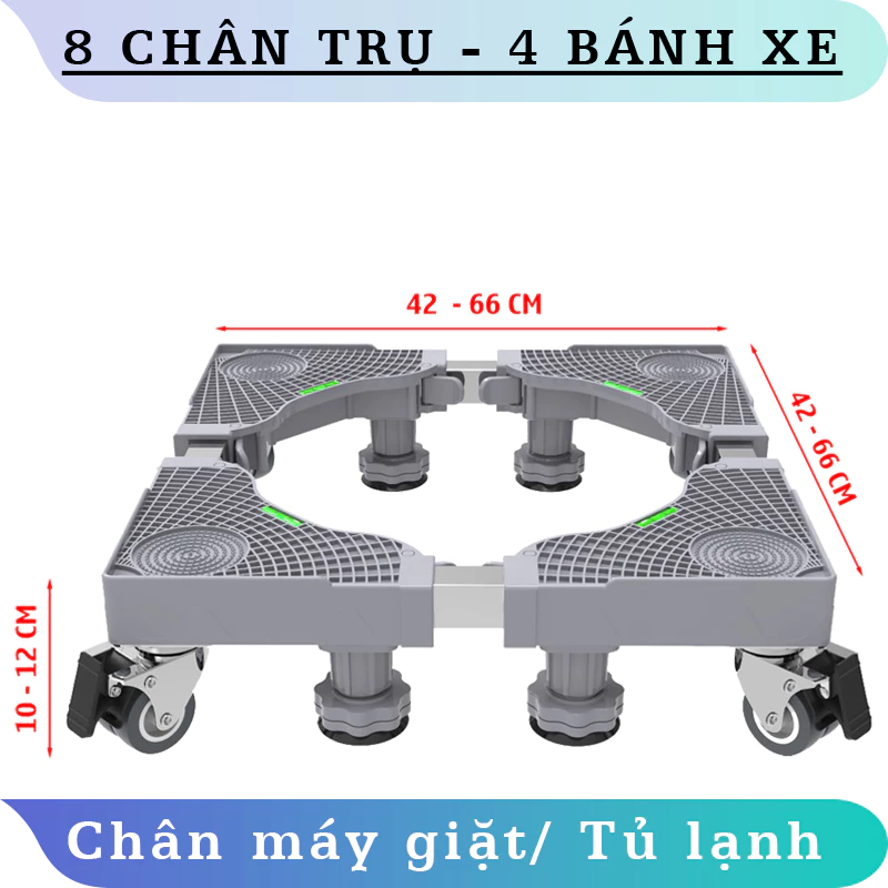 Chân đế máy giặt, tủ lạnh/ [4 chân và 8 chân] [Có bánh xe] [Cao 12/22cm] / giảm rung giảm chấn/ Điều chỉnh kích thước