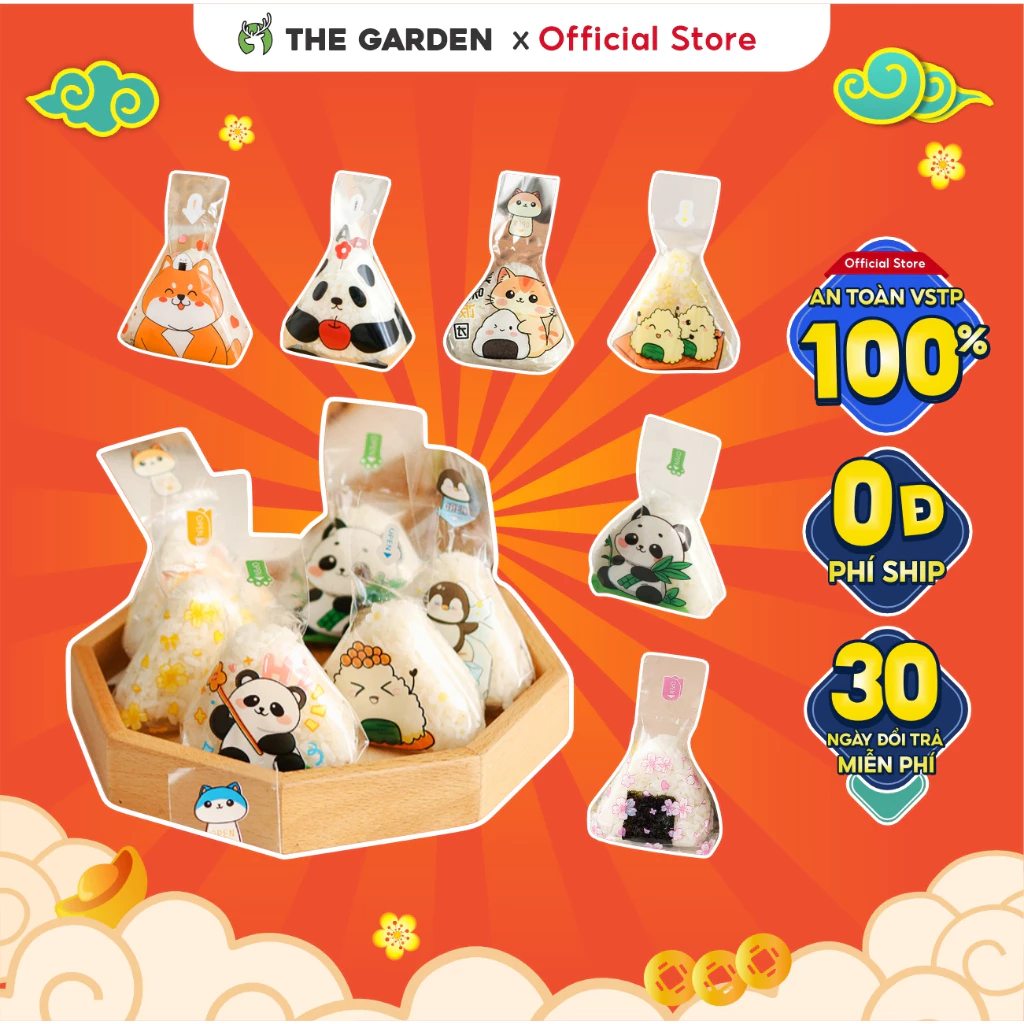 [THANH LÝ] COMBO 50 TÚI BÓNG CƠM NẮM TAM GIÁC, Giấy đóng gói Rong Biển Sushi Bento THE GARDEN IGWT