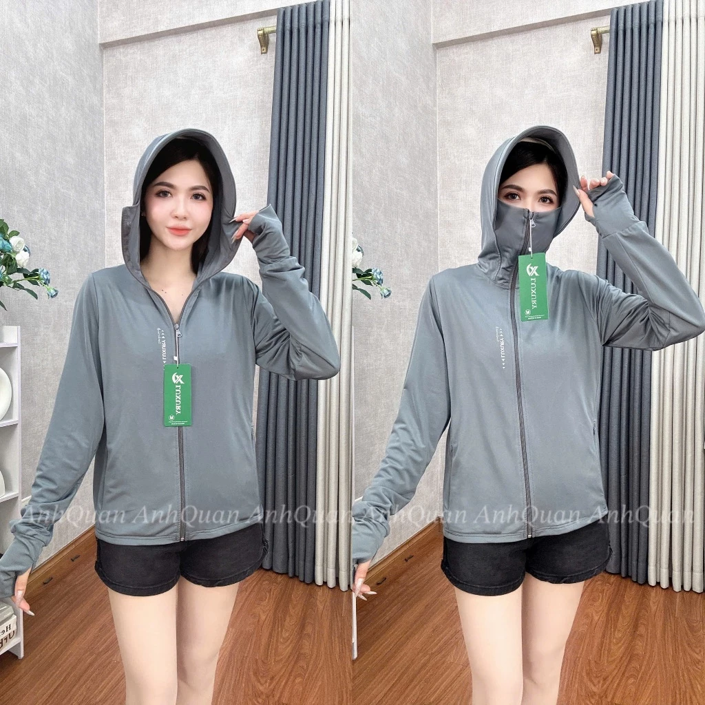 [38-80kg]Áo Khoác Chống Nắng Nữ 2 Lớp Vải Thun Lạnh Dày Dặn,Mềm,Mát,Chống Tia UV,Co Giãn 4 Chiều