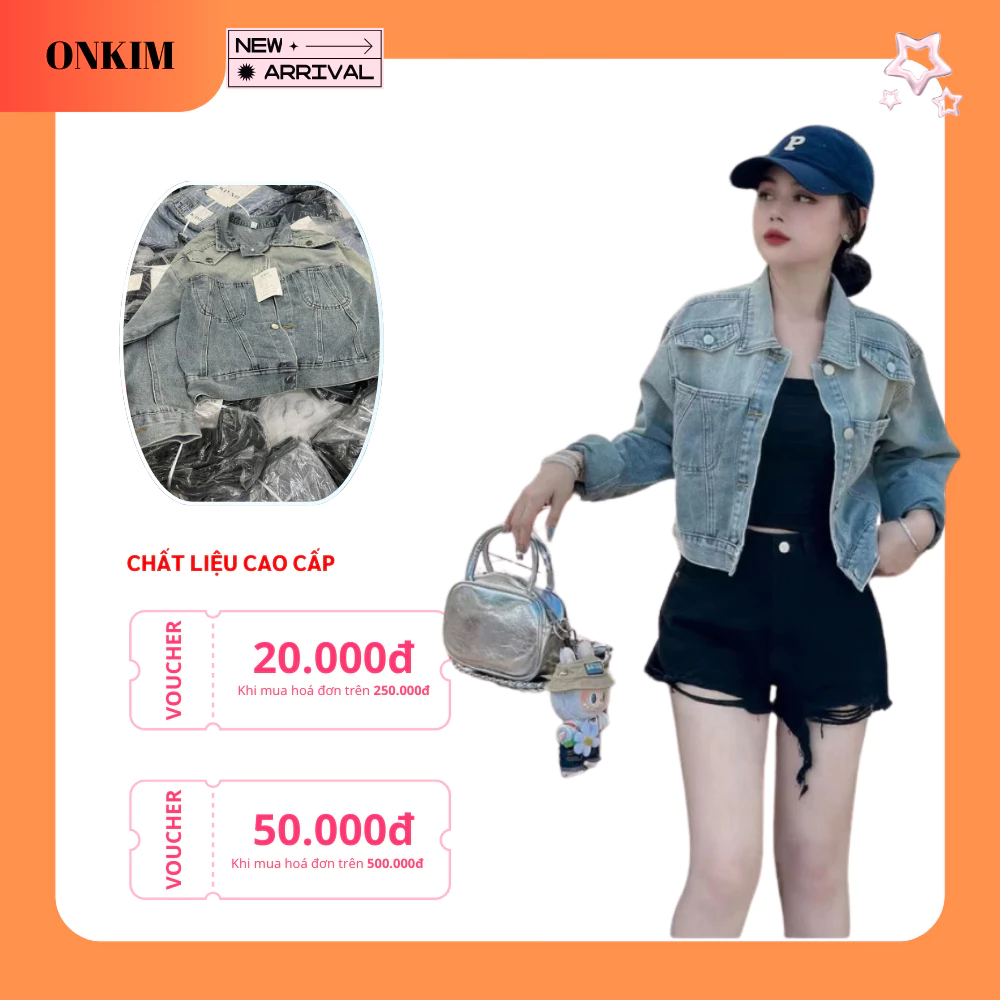 Áo khoác bò ONKIM màu loang dáng crt chất jeans dày mịn phong cách trẻ trung