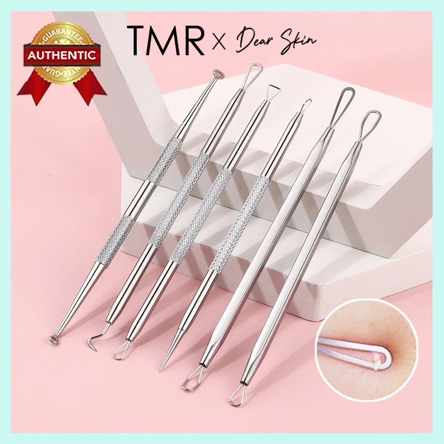 Cây nặn mụn 2 đầu + Nhíp gấp mụn chính xác dễ dùng chính hãng TMR thép không gỉ