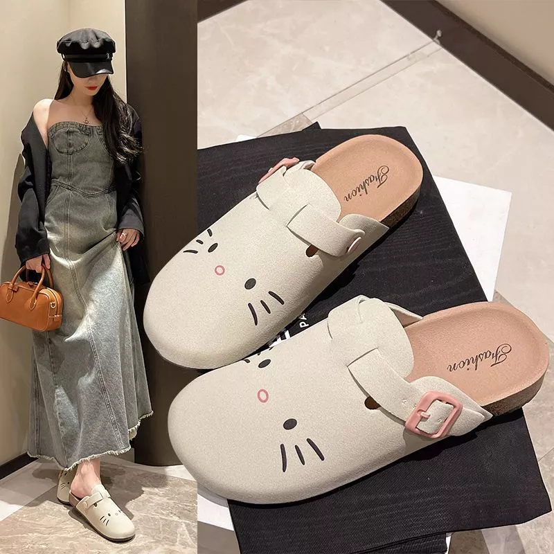 Xăng đan nữ họa tiết Hello Kitty dễ thương Mới Đáy Phẳng Thoải Mái Thoáng Khí Sinh Viên Khuôn Viên Dép Thời Trang