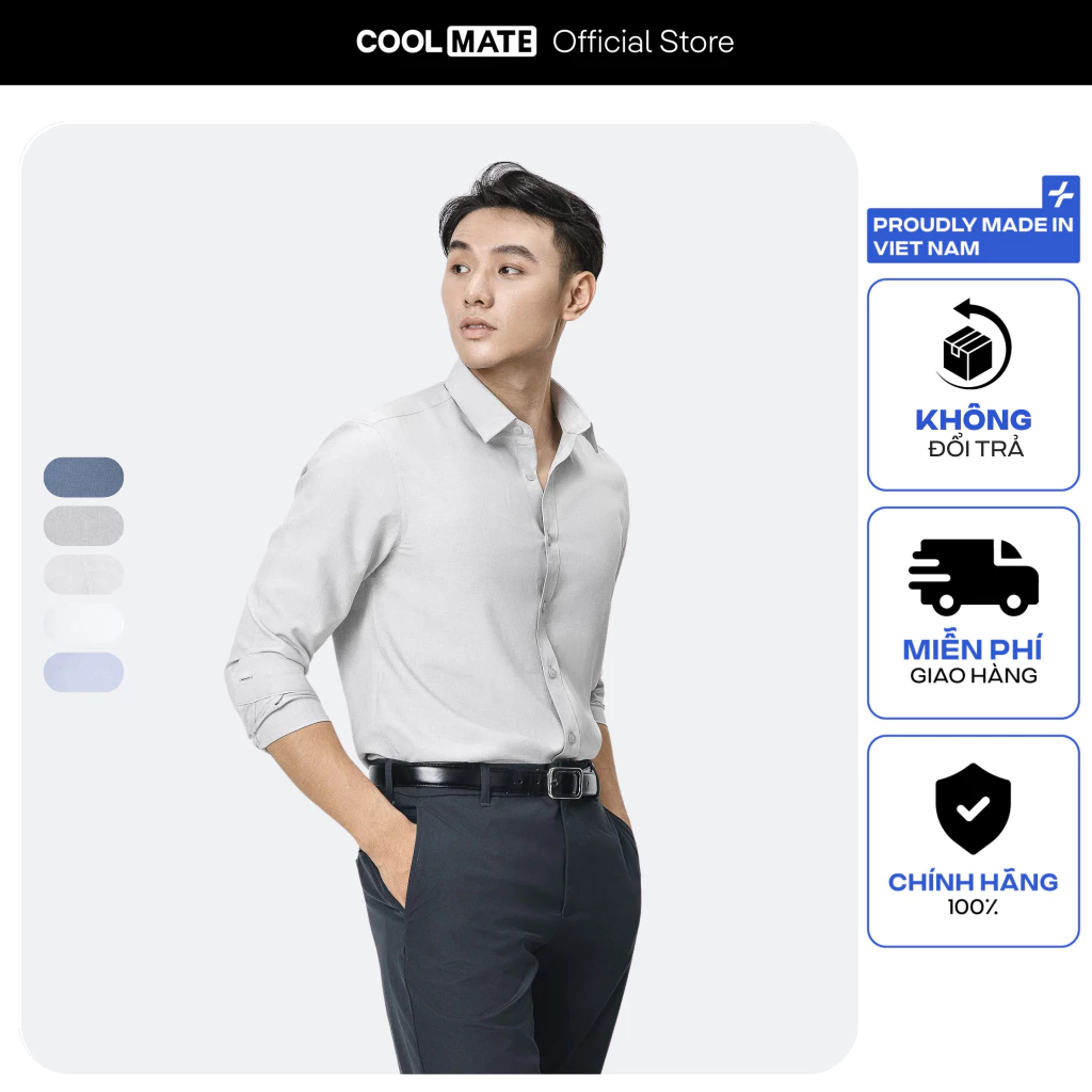 Áo SƠ MI nam dài tay CaféDriS khử mùi hiệu quả, chống UV Coolmate