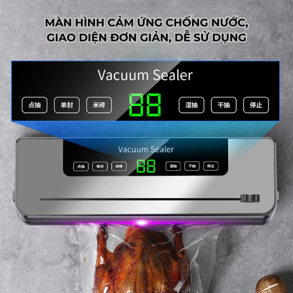 Máy Hút Chân Không Hàn Tự Động, Lực Hút Khỏe, Hàn Miệng Túi Khử Trùng Bằng Tia Cực Tím, BH 12 Tháng