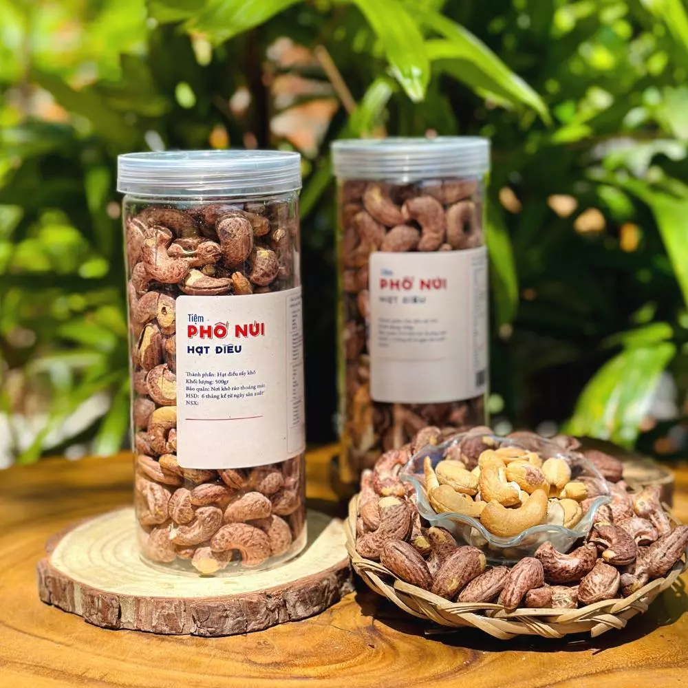 Combo 1Kg Hạt Điều Rang Muối 2 túi/lon - Tiệm Phố Núi