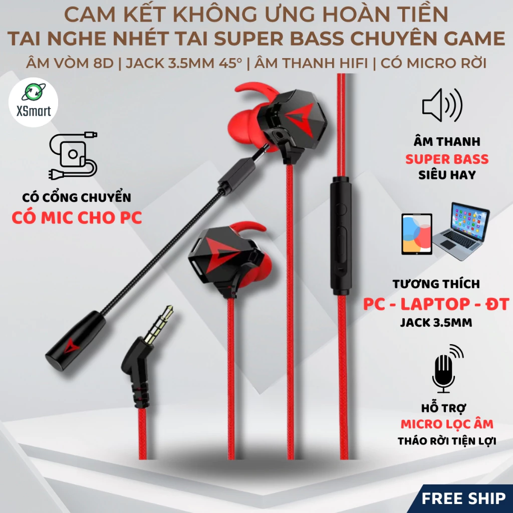 Tai Nghe Gaming GH5 Gamer Pro Phiên Bản Nâng Cấp sendem S2 Chống Ồn Cao Cấp Tặng Bộ Phụ Kiện Mic Rời
