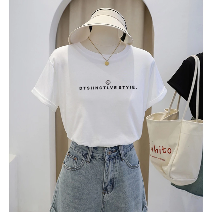 Áo thun nữ dáng vừa, áo phông nữ mùa hè COTTON 100% mềm mịn, thoáng mát, in chữ DTSING
