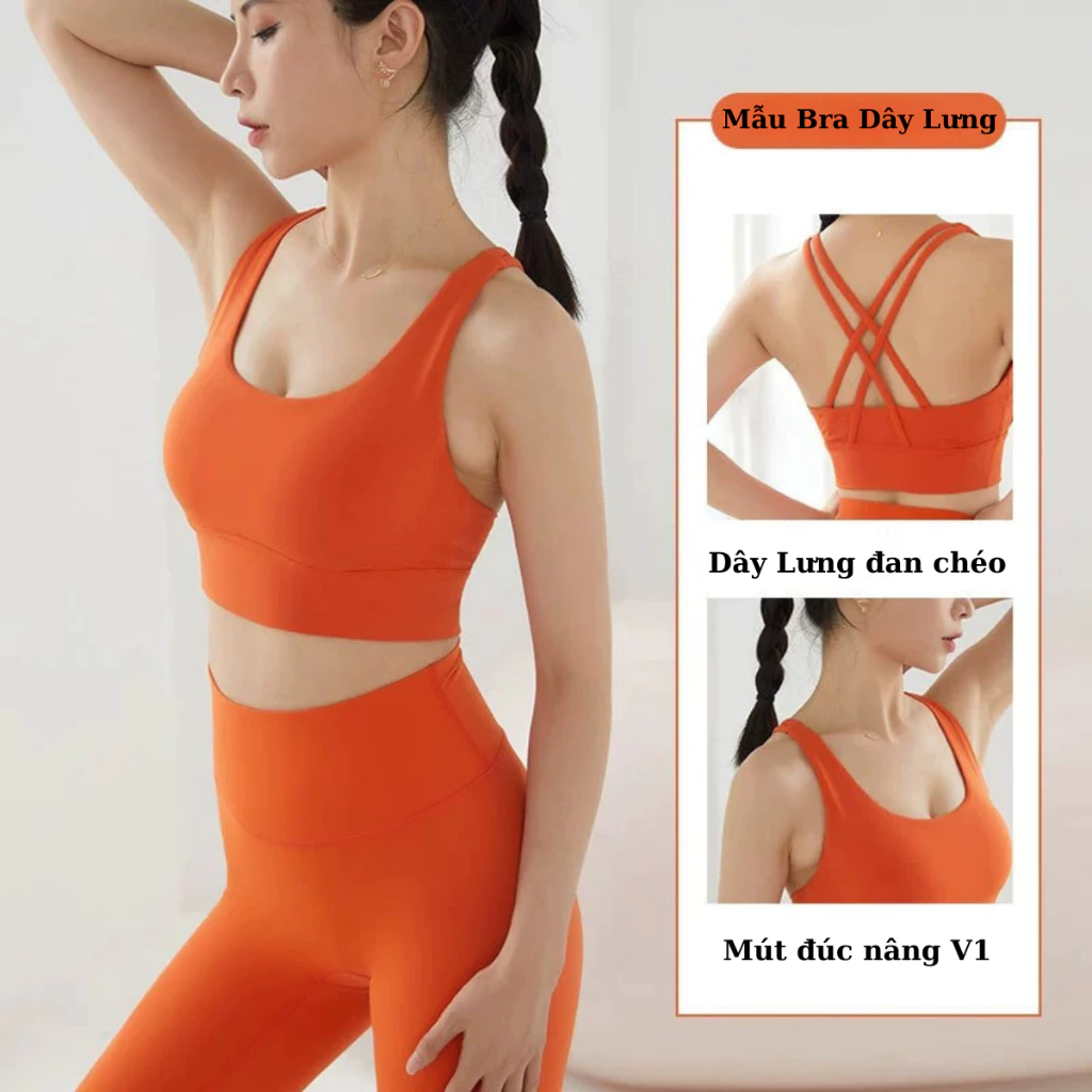 Áo Bra thể thao gym, Yoga 913D mút đúc dây chéo lưng tập yoga, gym, erobic vải mịn 25% Spandex